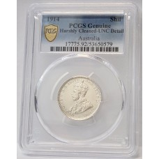 AUSTRALIA 1914 . ONE 1 SHILLING . PCGS GENUINE